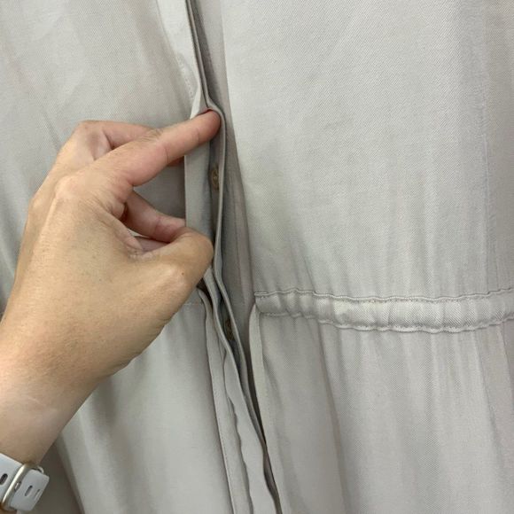 Nordstrom Long Sleeve Drawstring Waist Shirtdress Tan Size Large - Picture 8 of 14